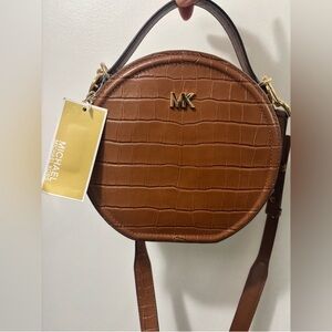 MICHAEL Michael Kors Cognac Croc-Embossed Round Crossbody